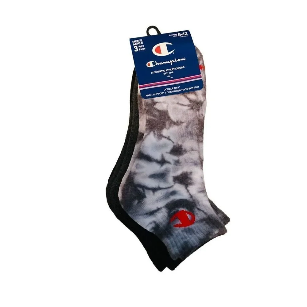 Champion Socks 3 Pairs Double Dry Grey Black NWT